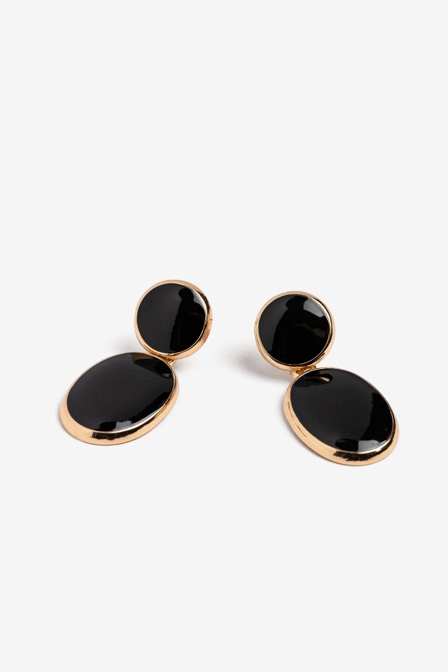 Gold Earrings with Black Stones Gold Earrings with Black Stones