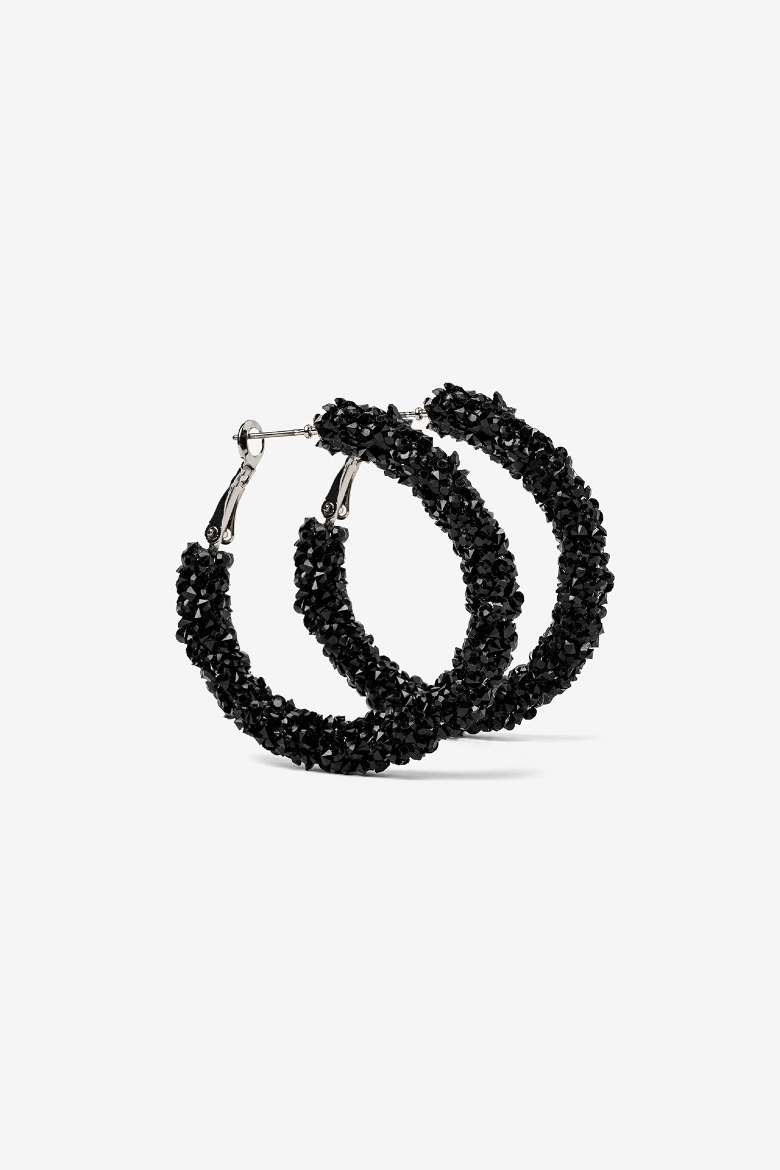 Textured Black Hoop Earrings