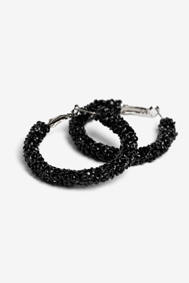Textured Black Hoop Earrings Textured Black Hoop Earrings