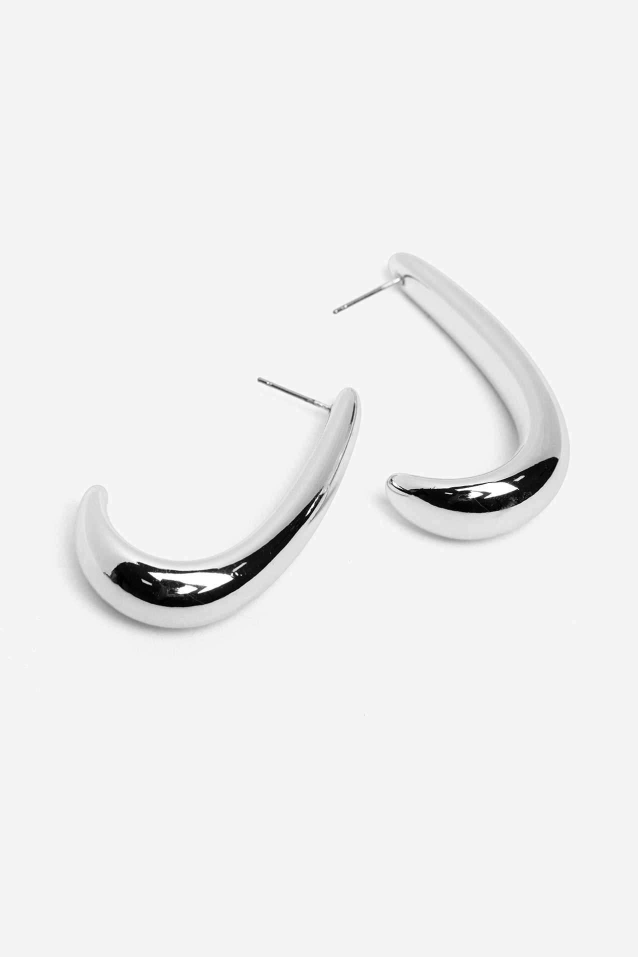 Curved Silver Hoop Earrings