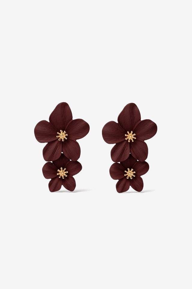 Floral Burgundy Earrings