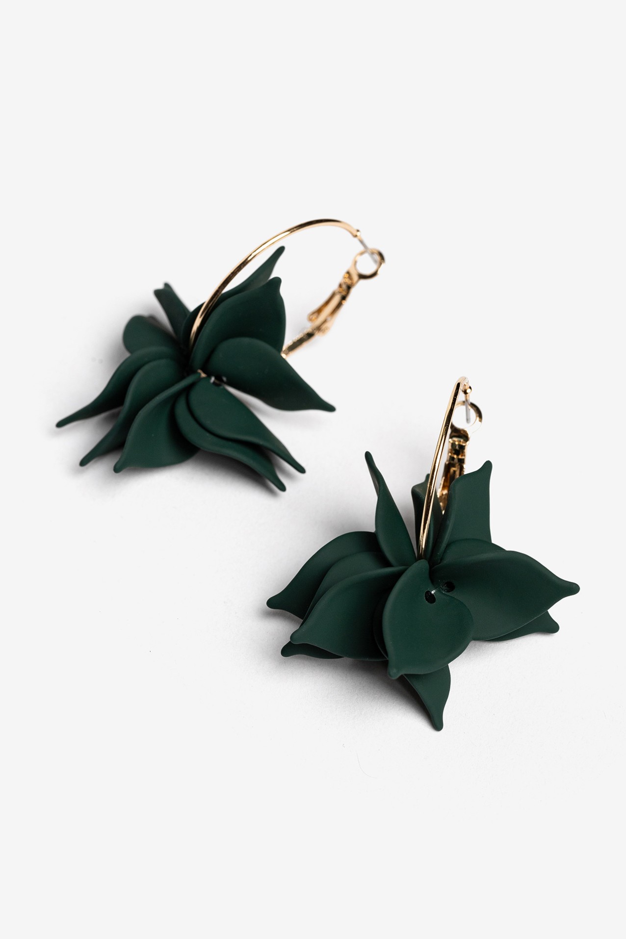 Dark Green Floral Earrings