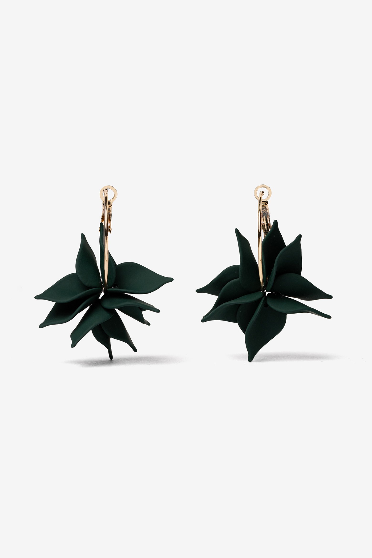 Dark Green Floral Earrings