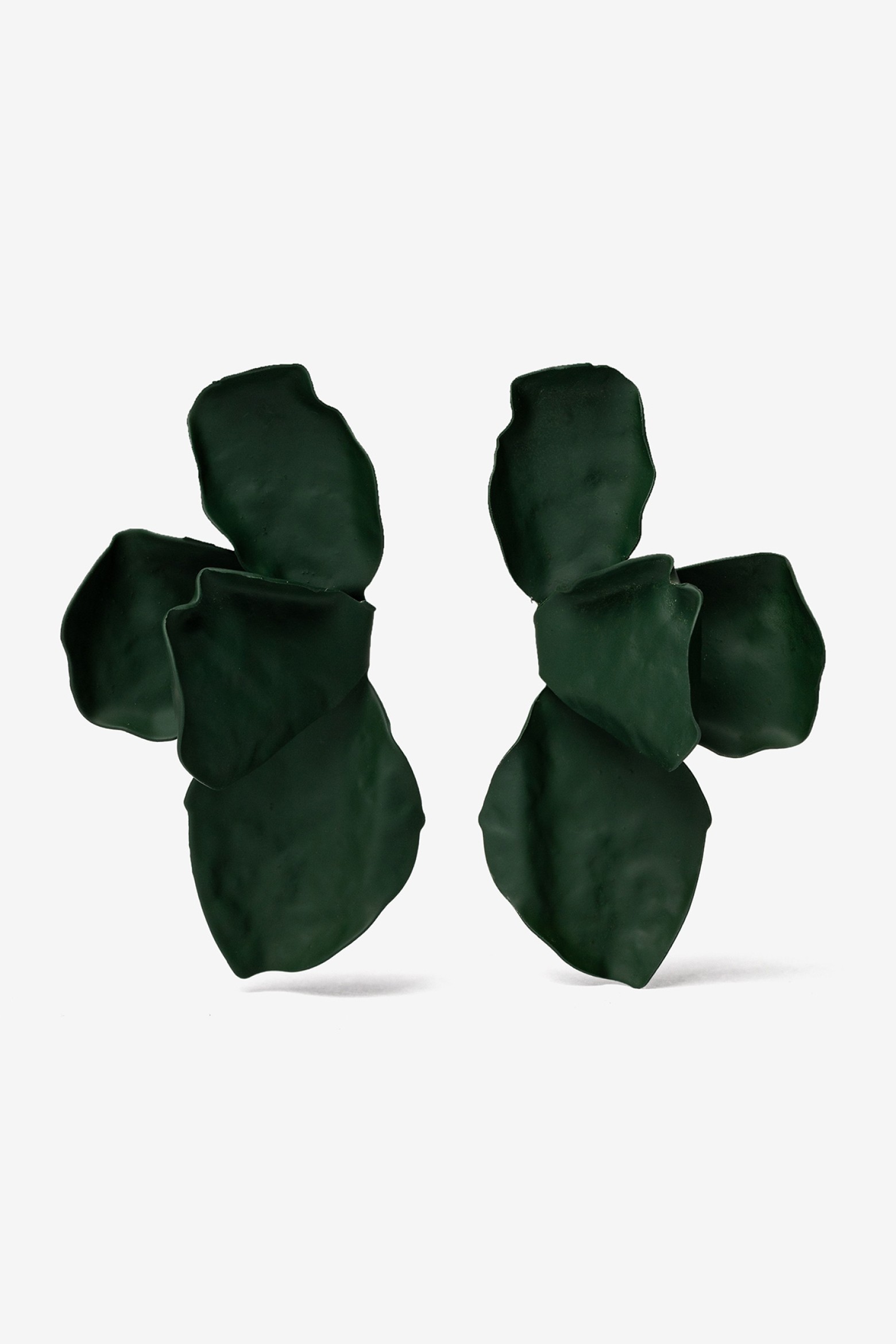 Dark Green Floral Earrings