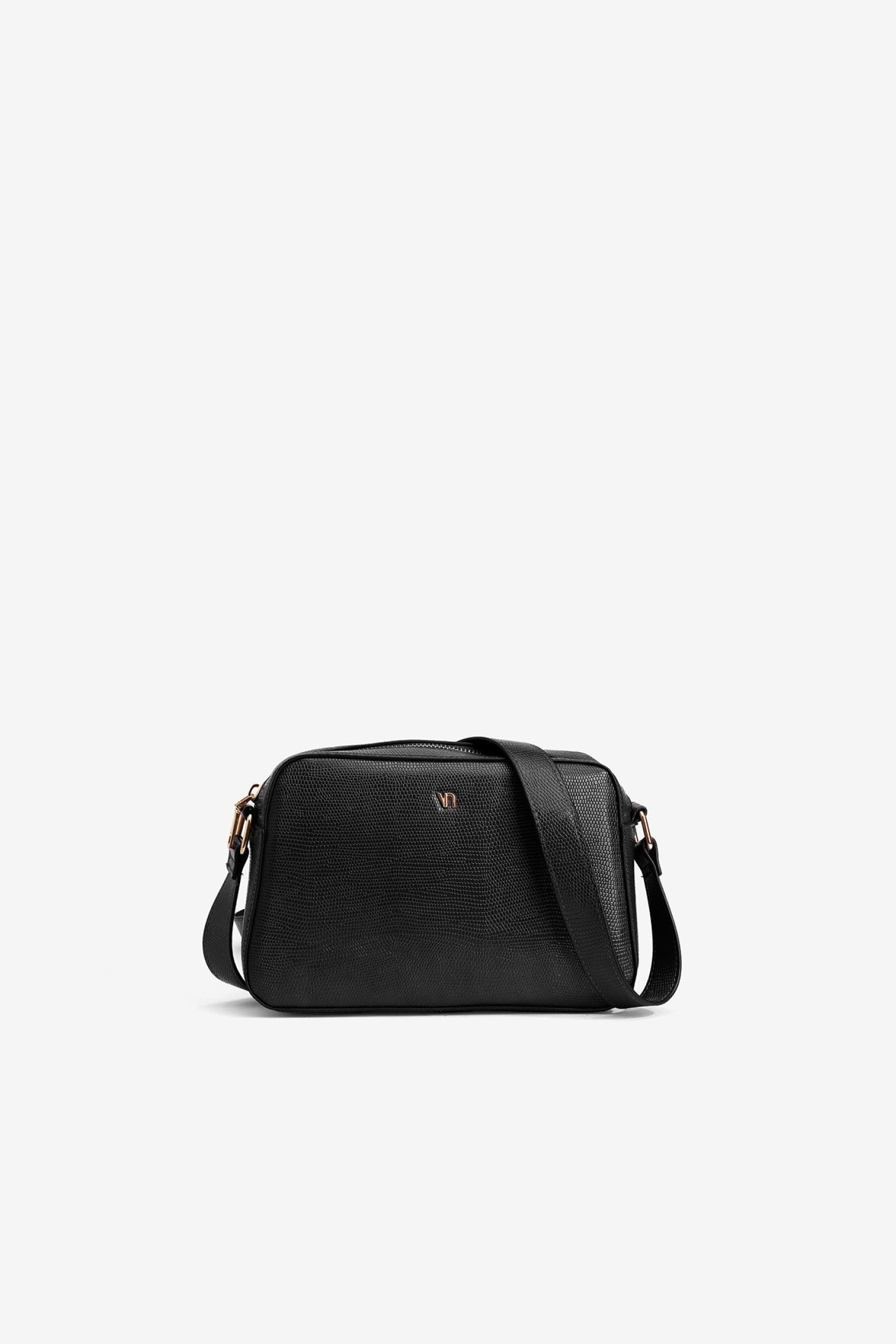 Black Textured Crossbody Bag