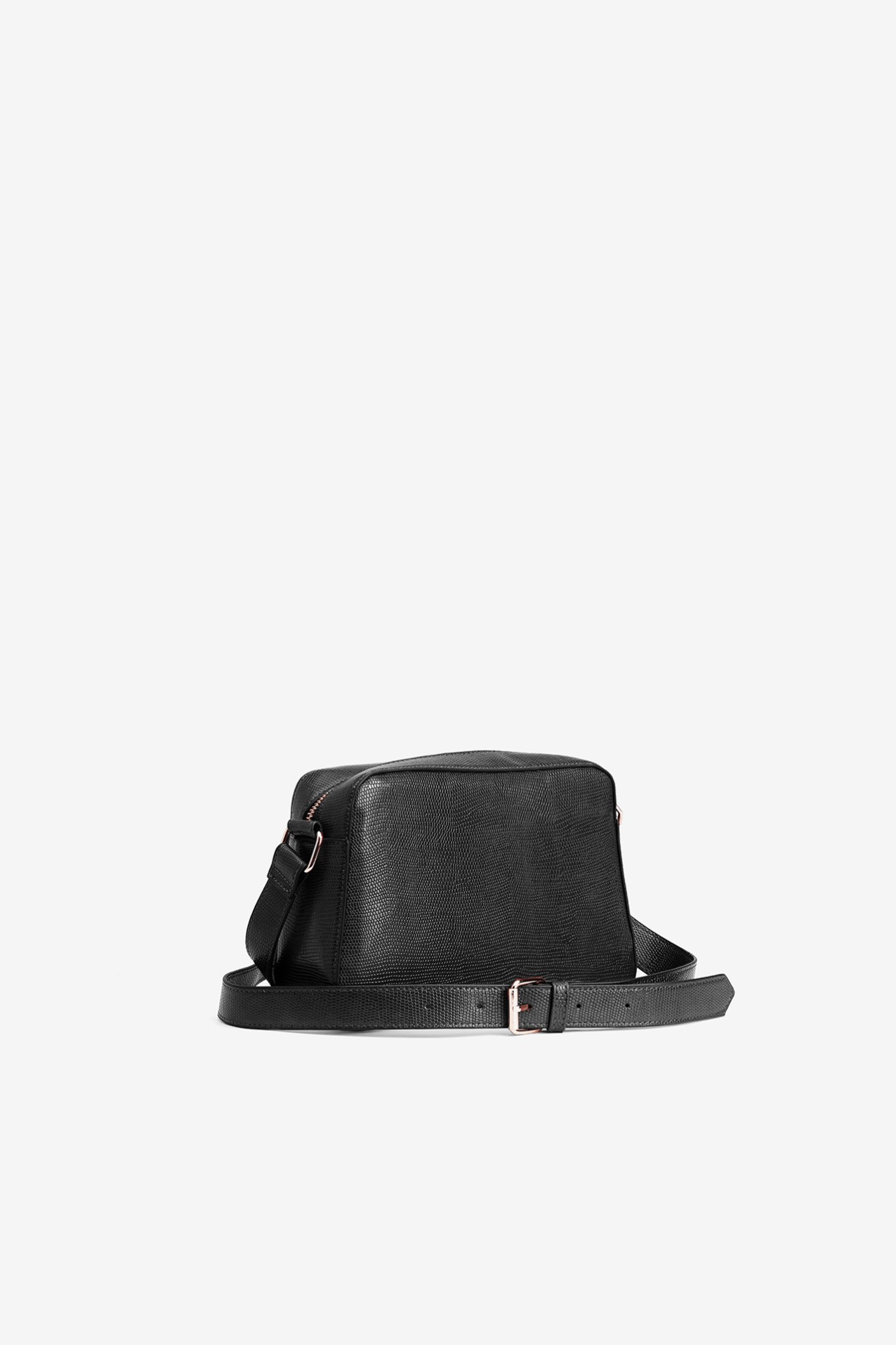 Black Textured Crossbody Bag