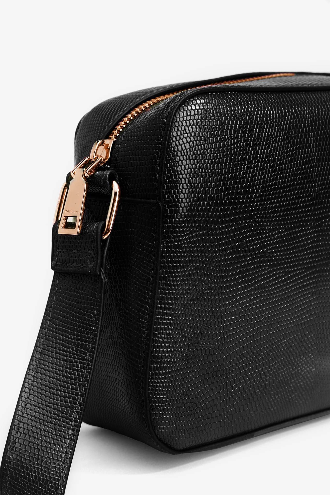 Black Textured Crossbody Bag