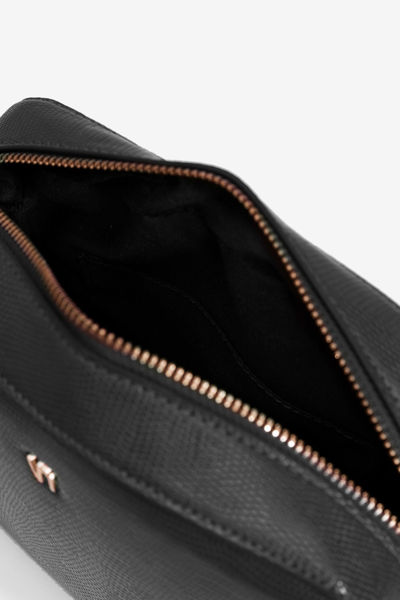 Black Textured Crossbody Bag