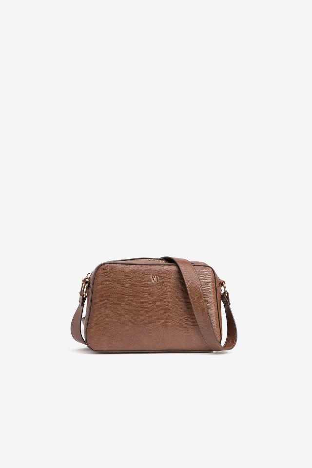 Brown Textured Crossbody Bag