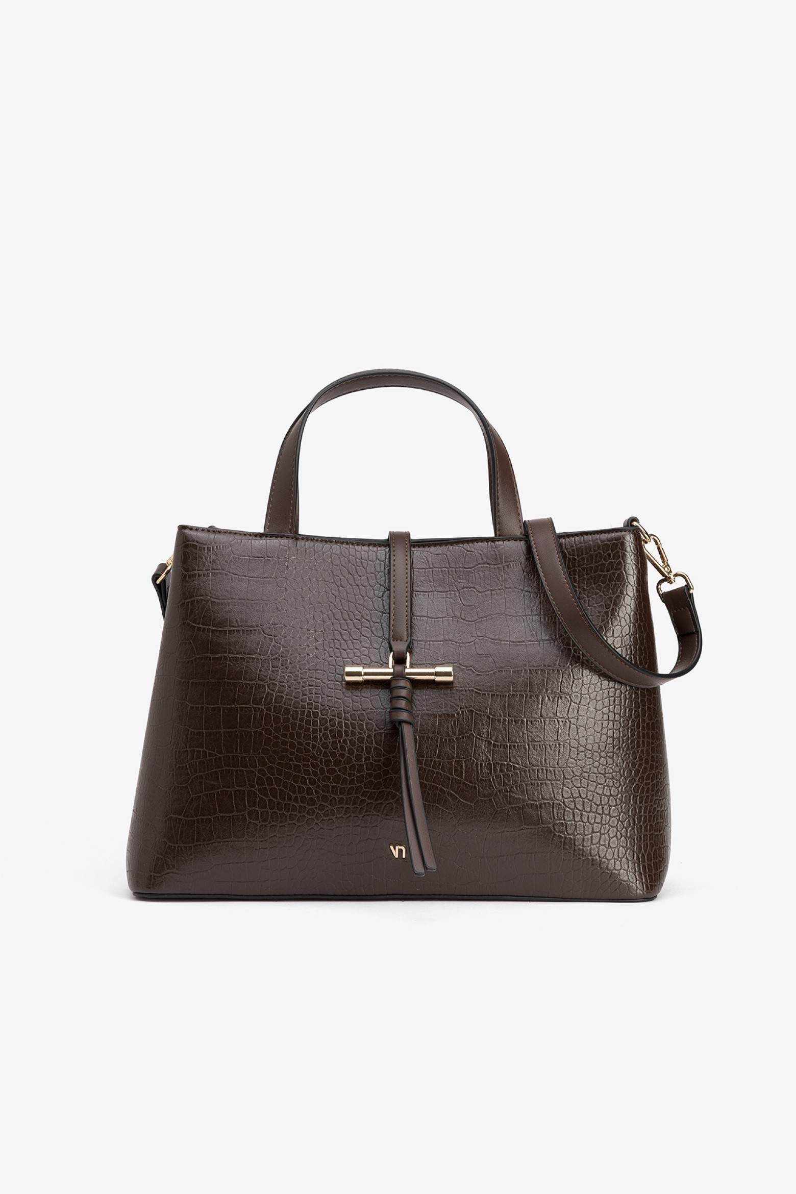Brown Textured Handbag