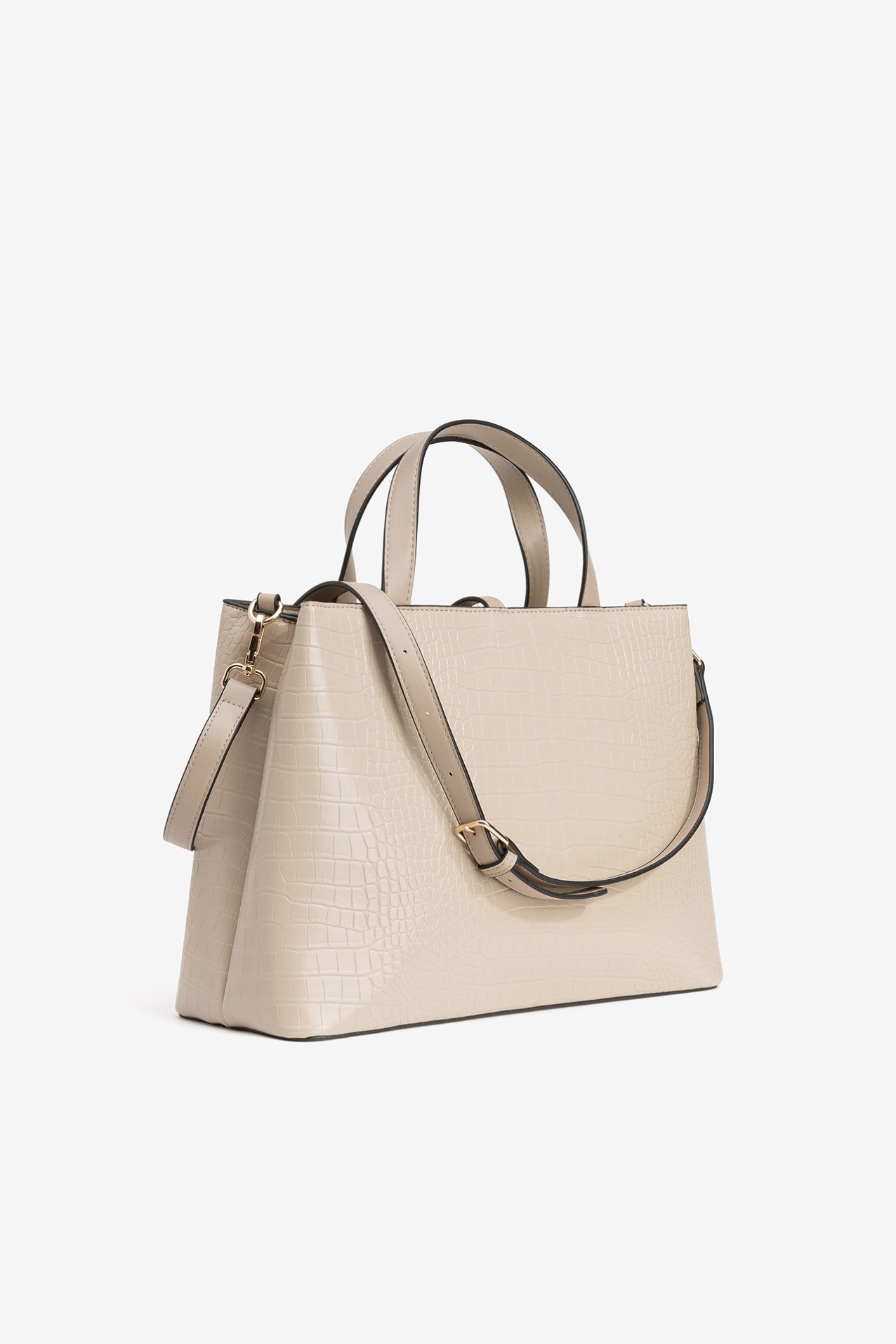 Beige Textured Handbag