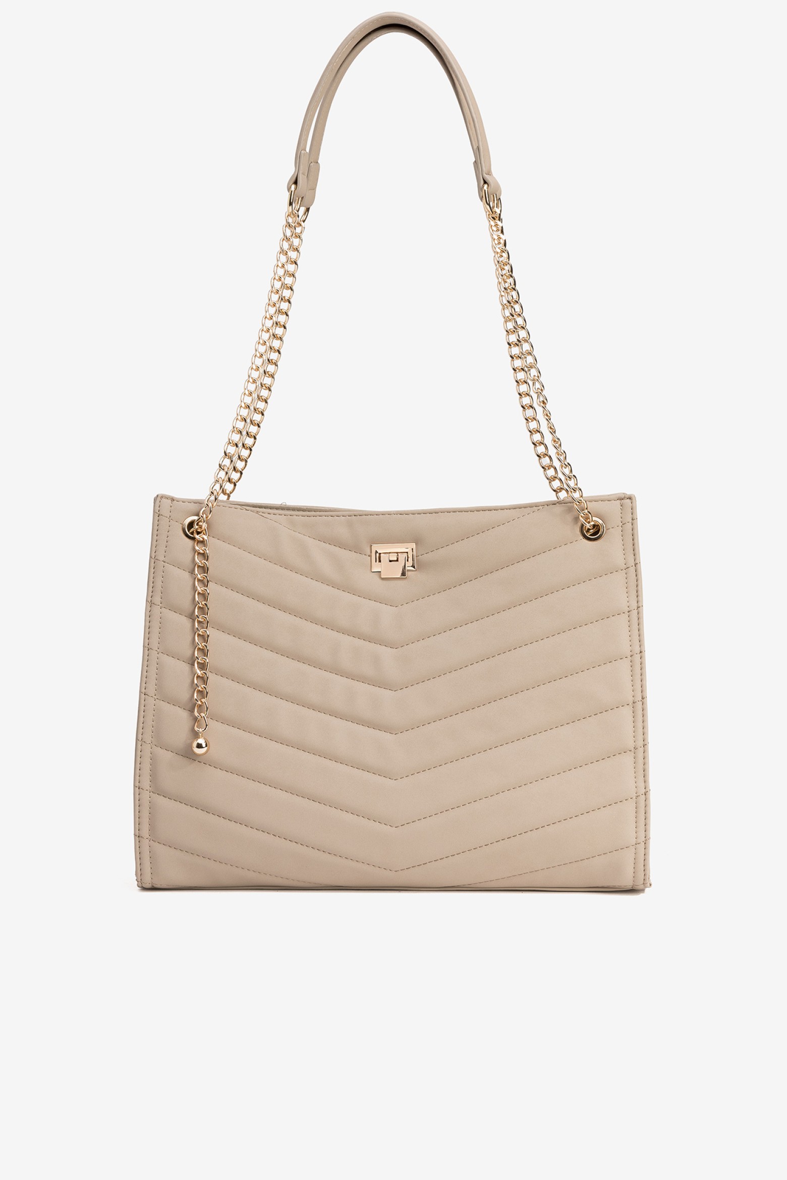 Bolso beige con cadena