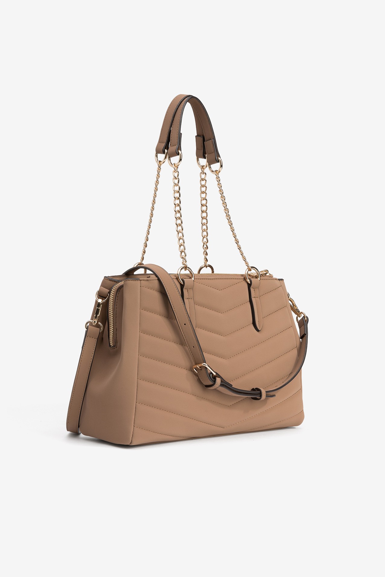 Bolso acolchado marrn