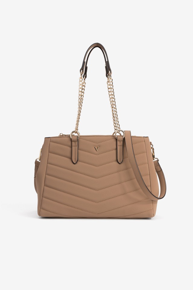 Bolso acolchado marrn