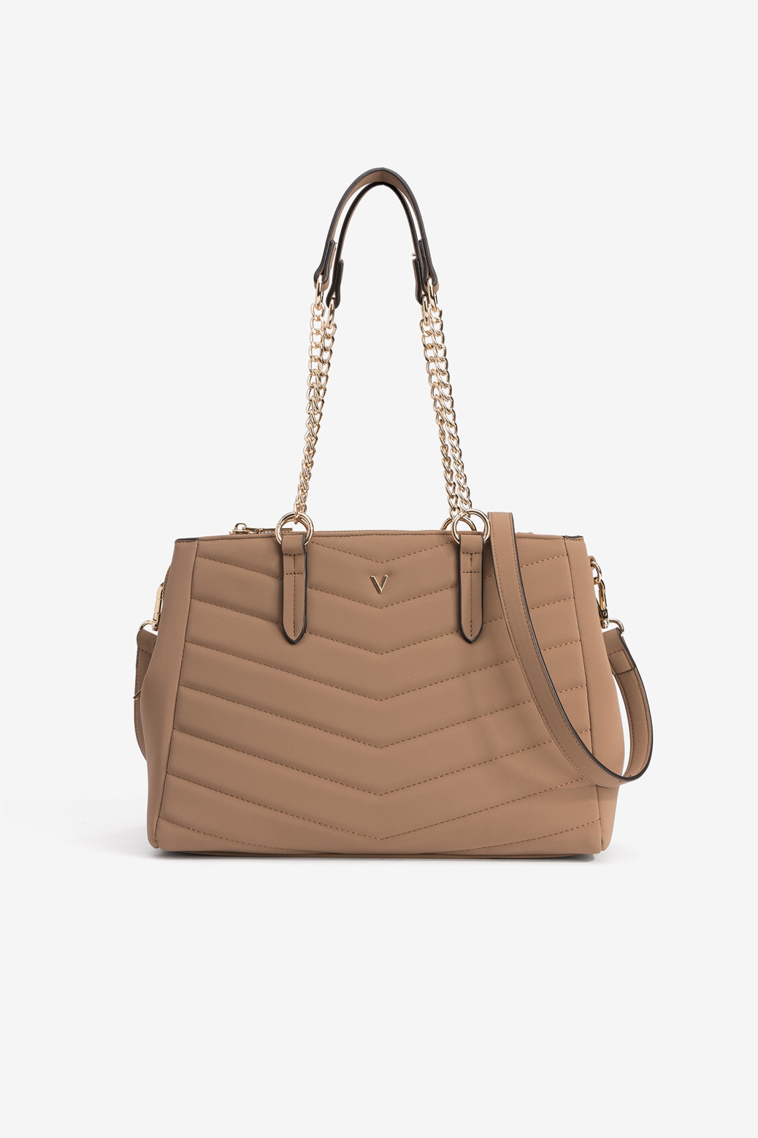 Bolso acolchado marrn