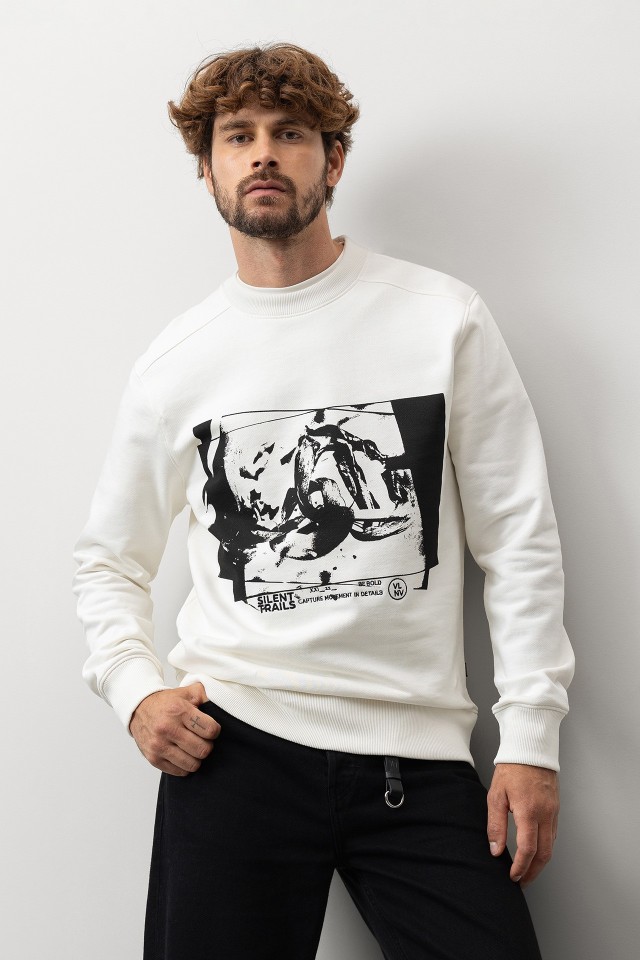 Sweatshirt Branca com Estampa