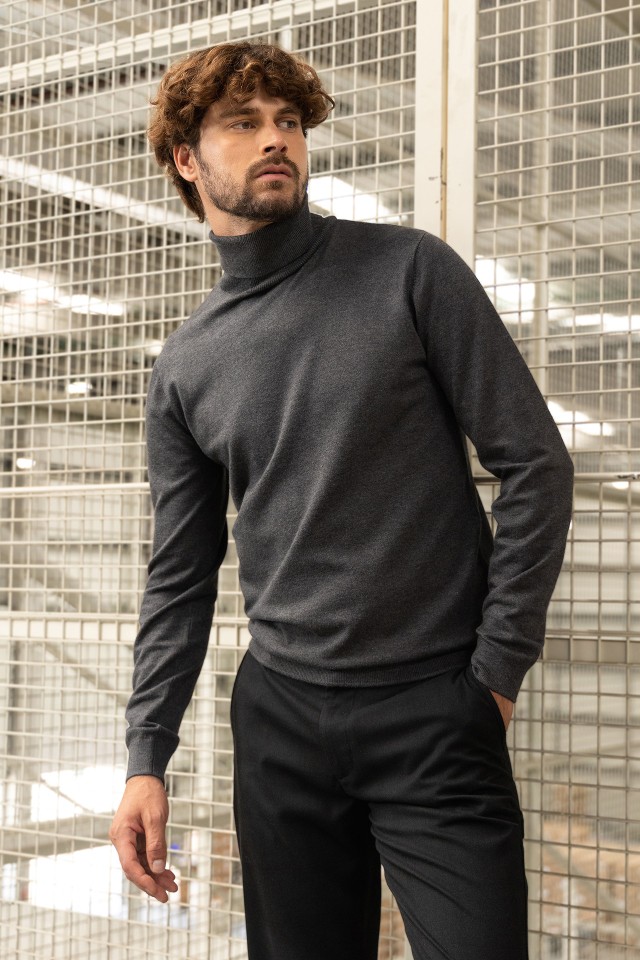 Grey Turtleneck Sweater