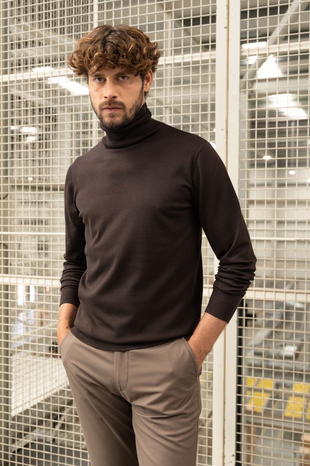 Brown Turtleneck Sweater