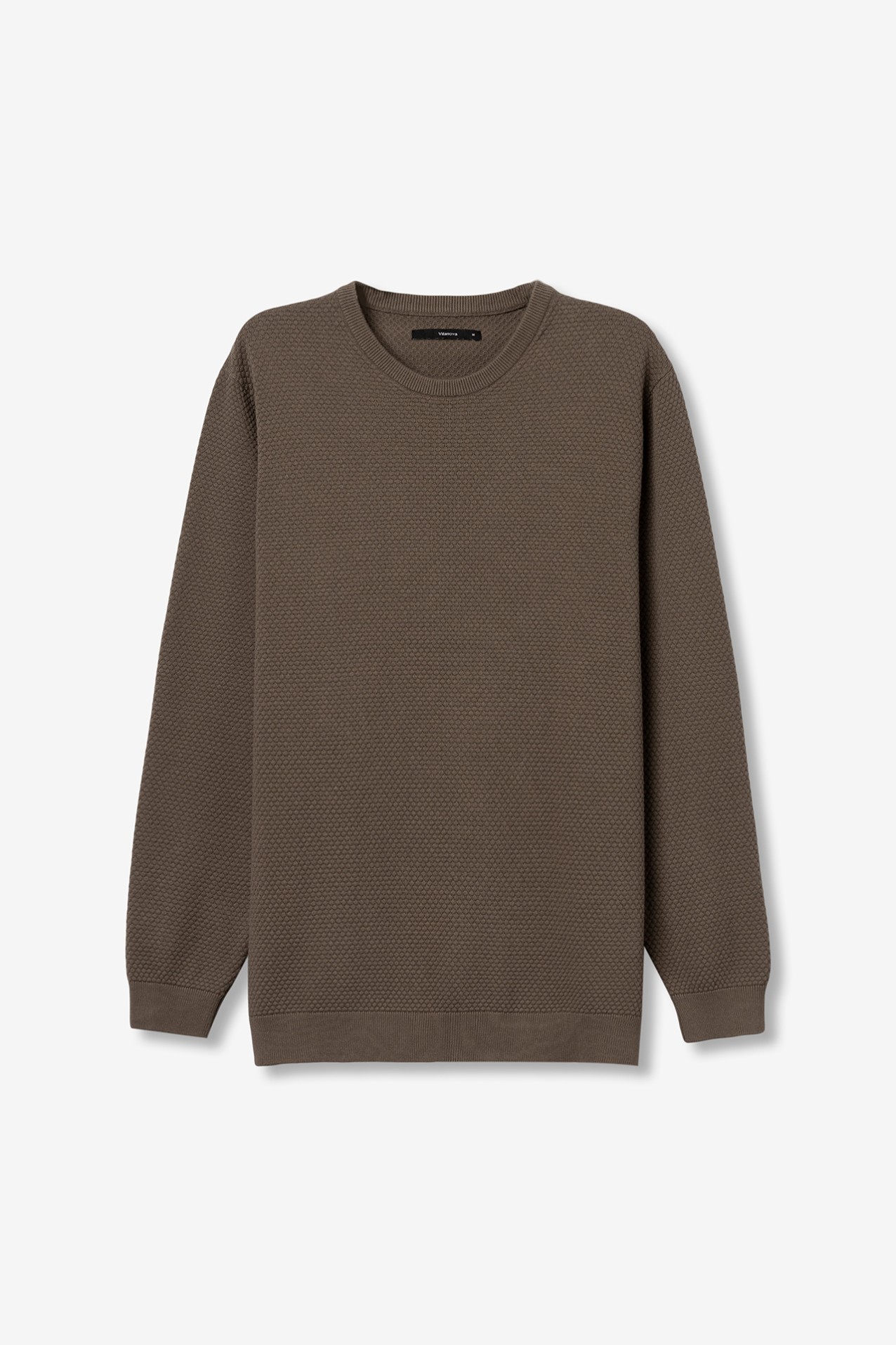 Brown Textured Knit Sweater