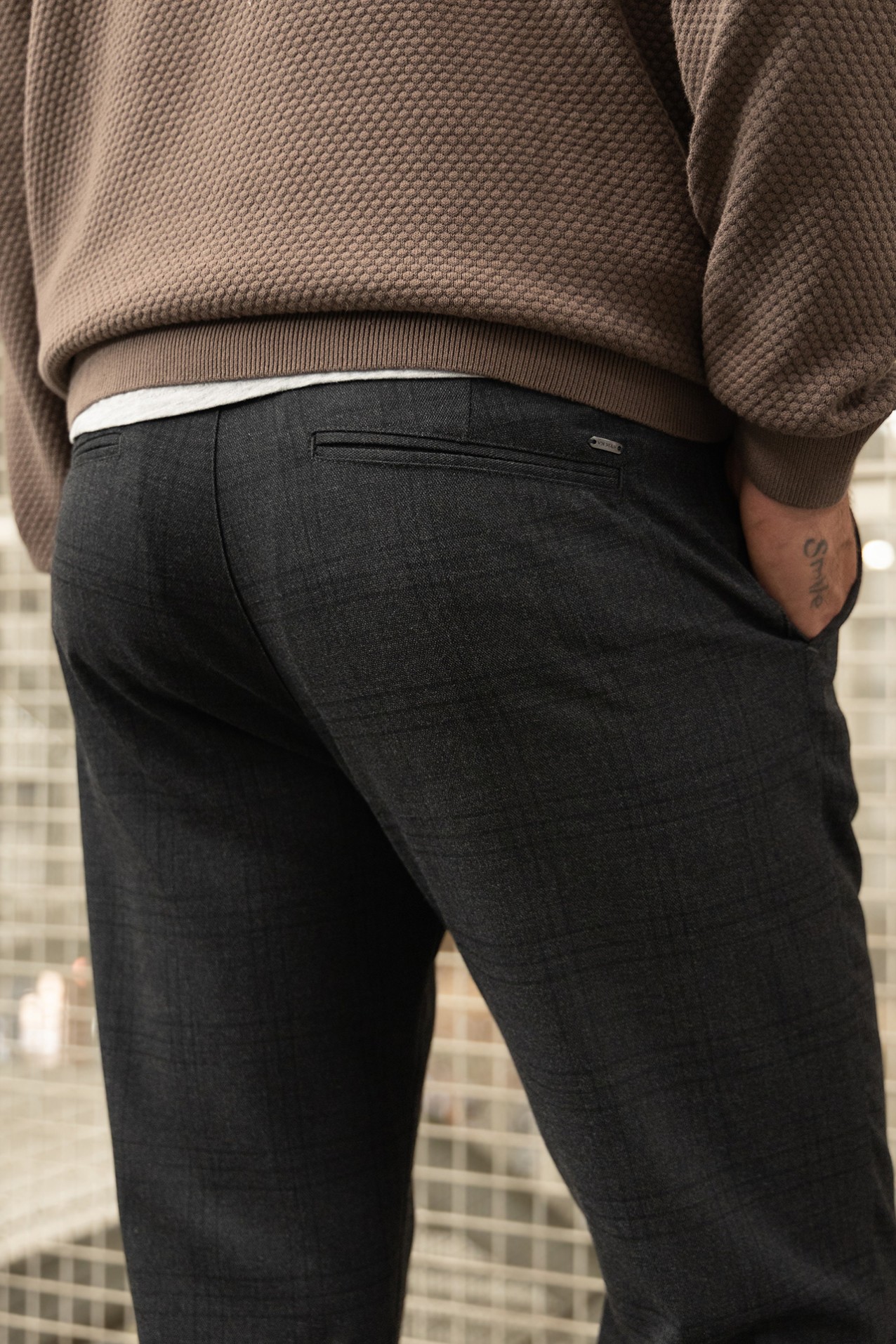 Dark Grey Cropped Chinos