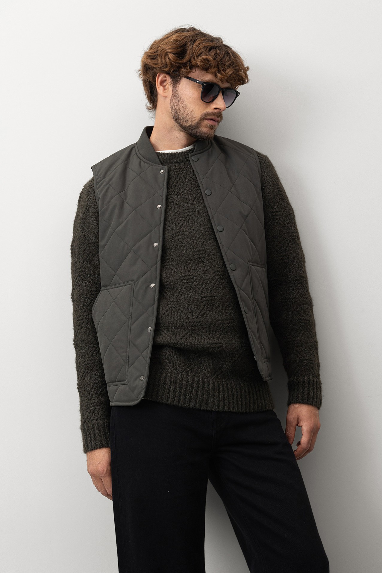 Dark Green Quilted Vest