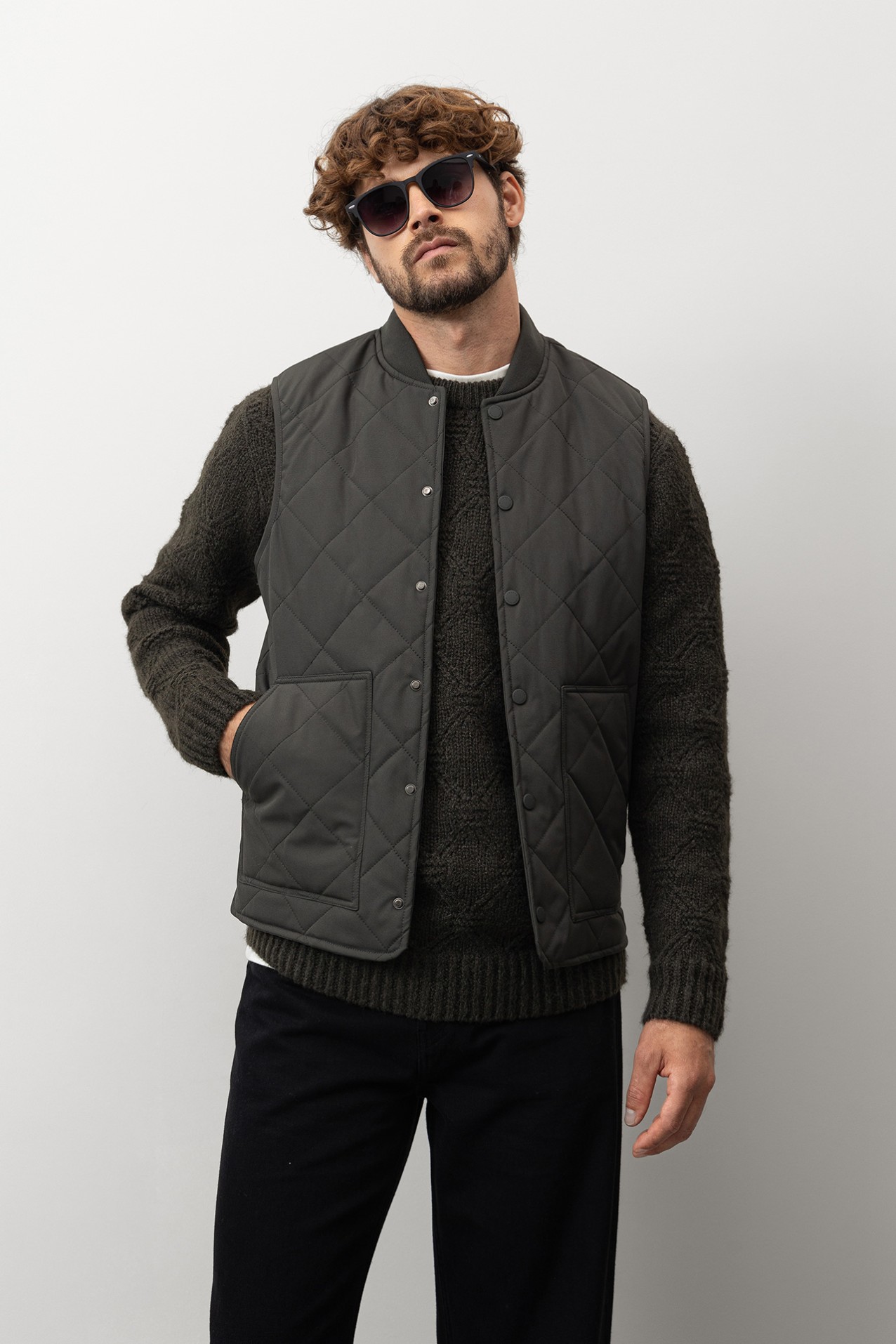 Dark Green Quilted Vest