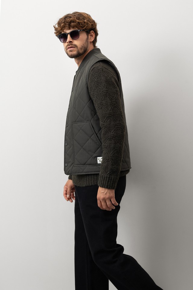 Dark Green Quilted Vest