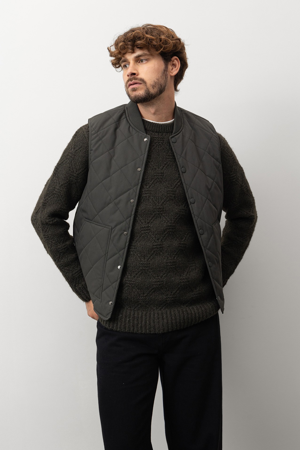 Dark Green Quilted Vest