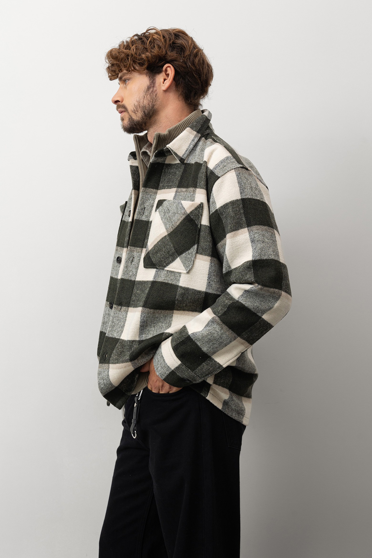 Green Checkered Oversized Shirt