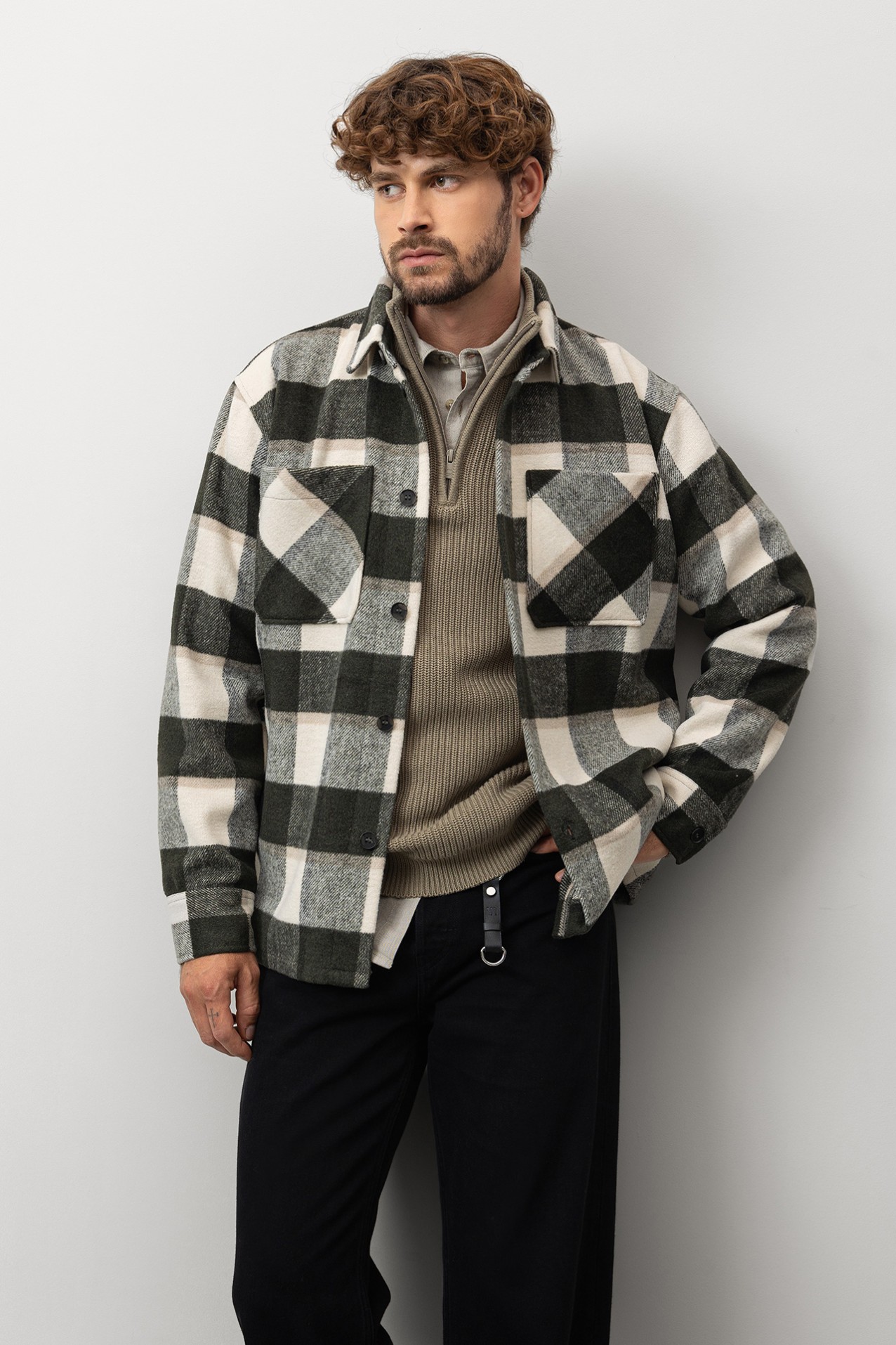 Green Checkered Oversized Shirt