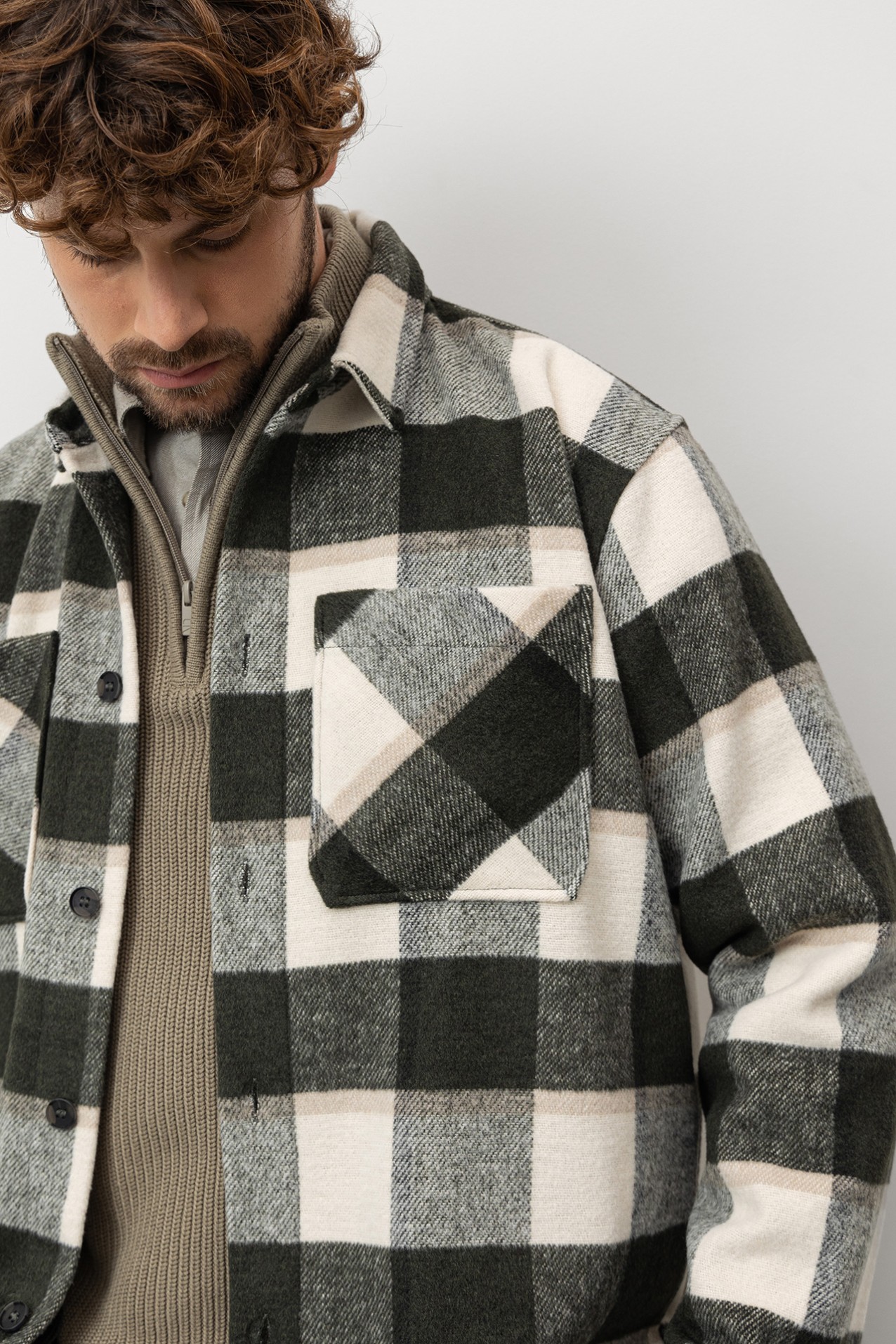 Green Checkered Oversized Shirt