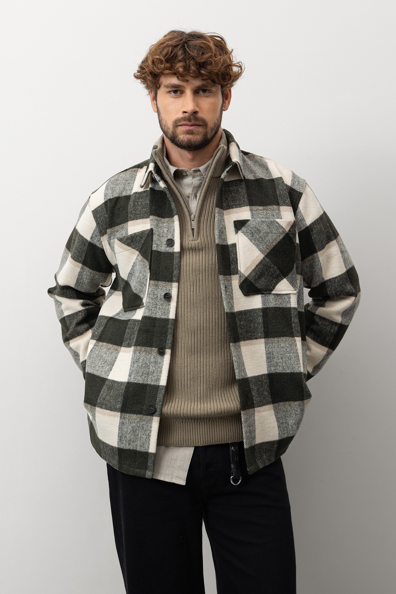 Green Checkered Oversized Shirt