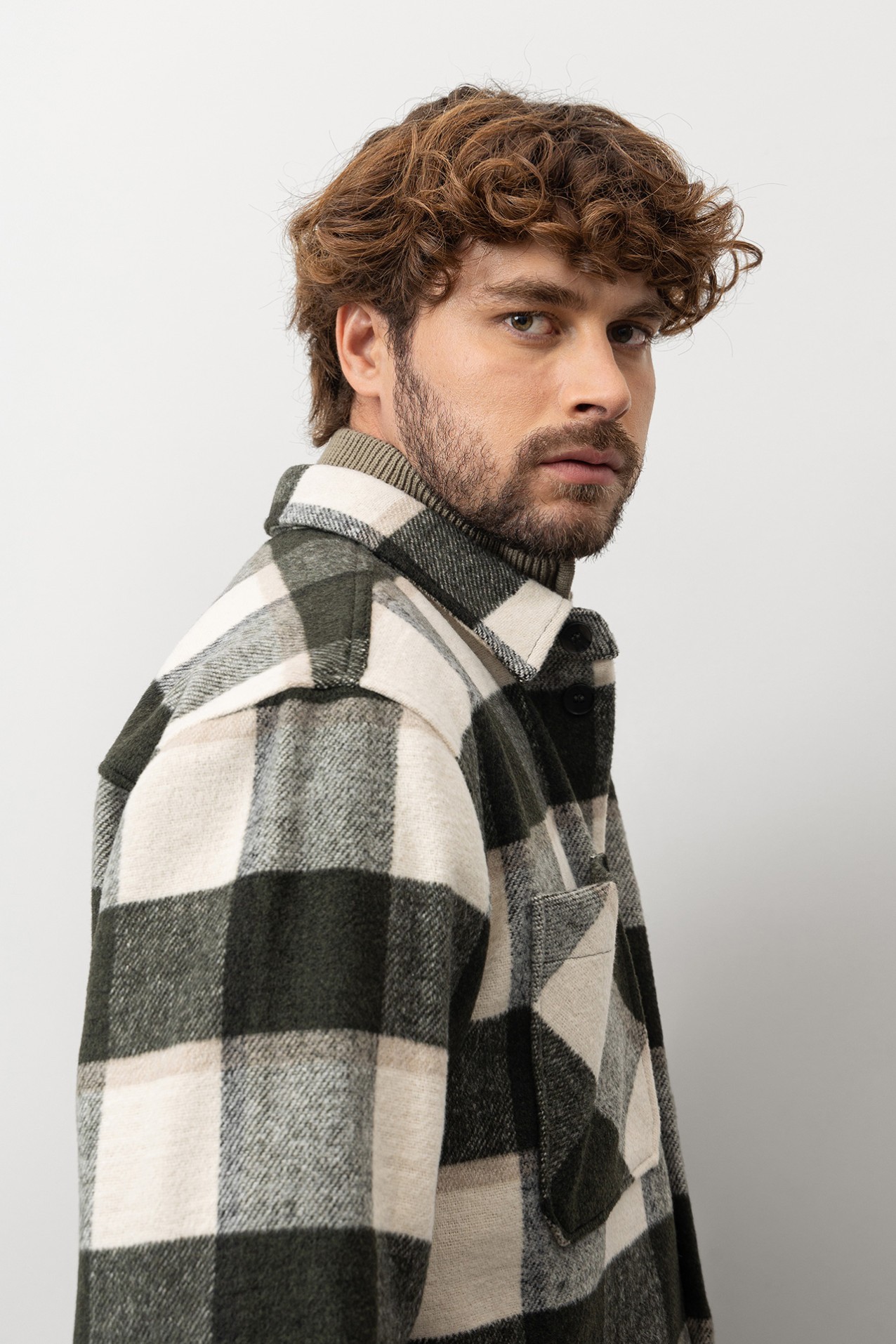 Green Checkered Oversized Shirt