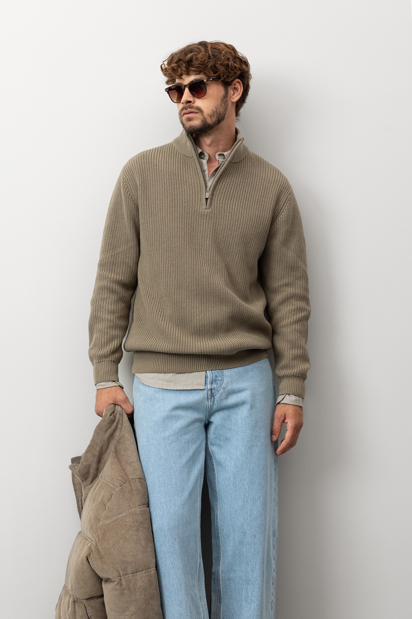 Camisola Tricotada Verde Masculina