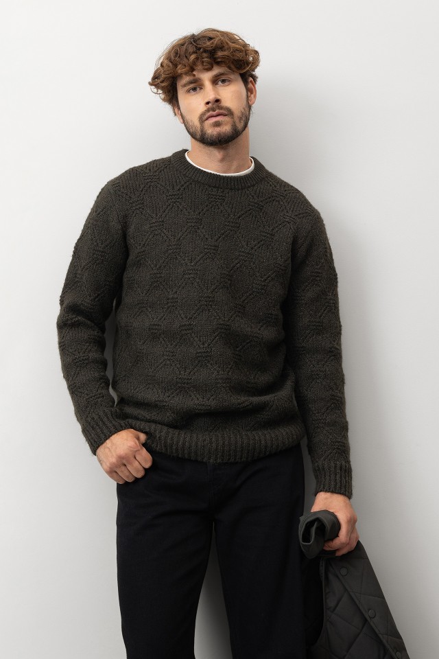 Camisola Tricotada Verde Escuro Camisola Tricotada Verde Escuro