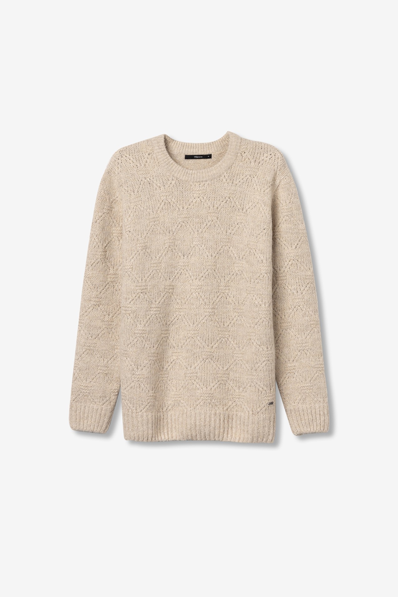 Beige Textured Knit Sweater