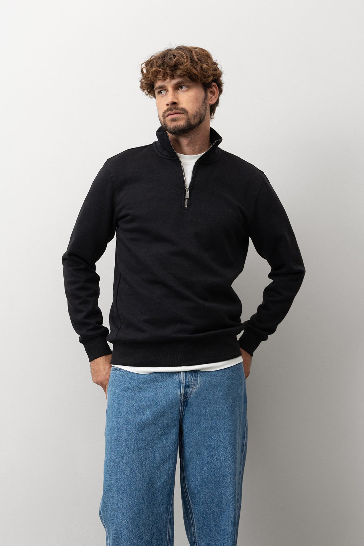 Black Regular Fit Sweatshirt