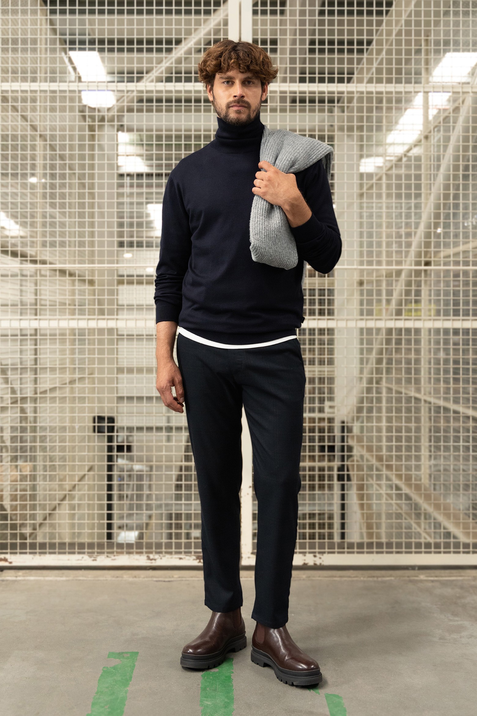 Dark Blue Cropped Chinos