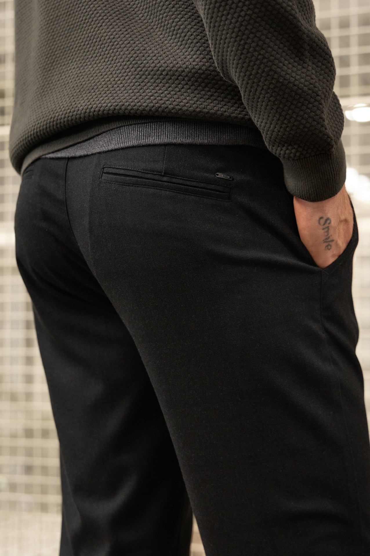 Slim Black Chino Trousers