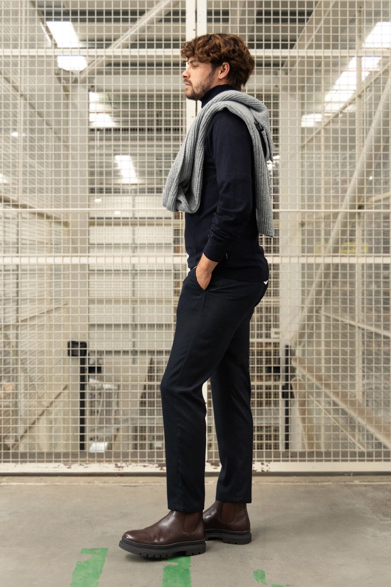 Dark Blue Cropped Chinos