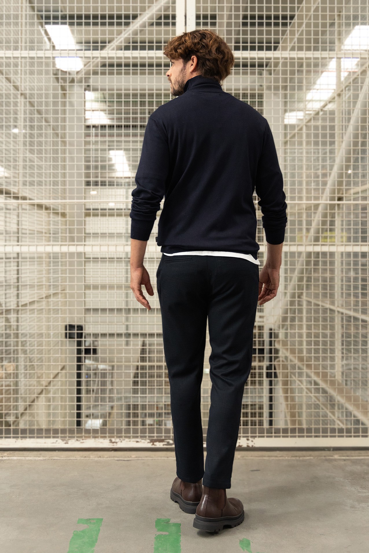 Dark Blue Cropped Chinos