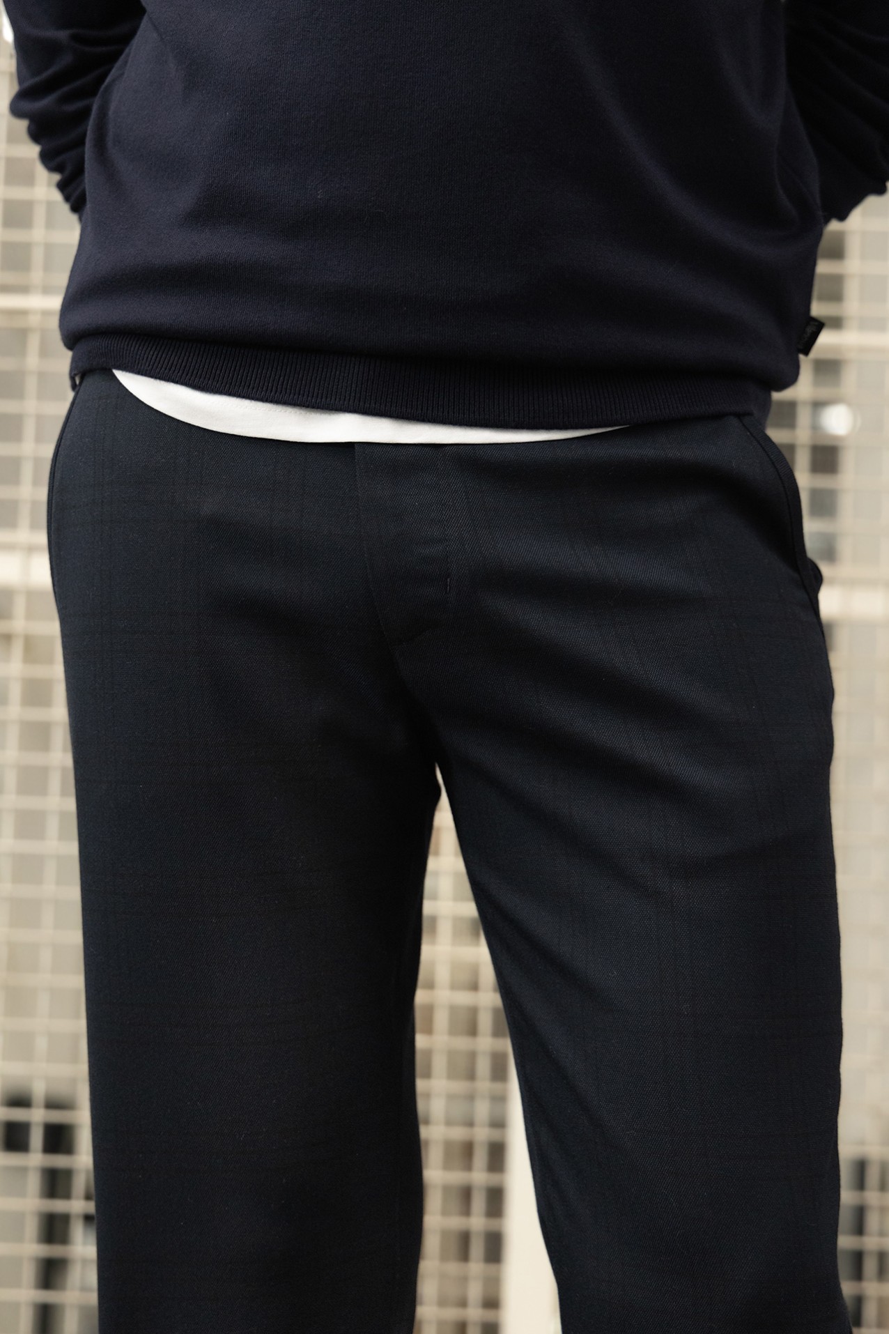 Dark Blue Cropped Chinos