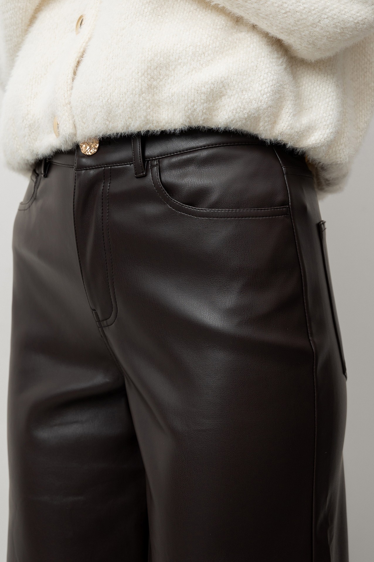 Dark Brown Wide-Leg Trousers