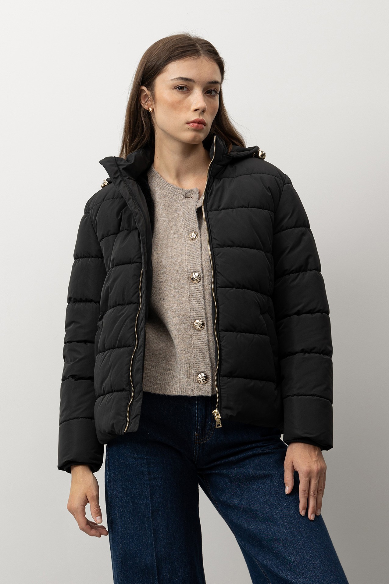 Black Short Puffer Jacket