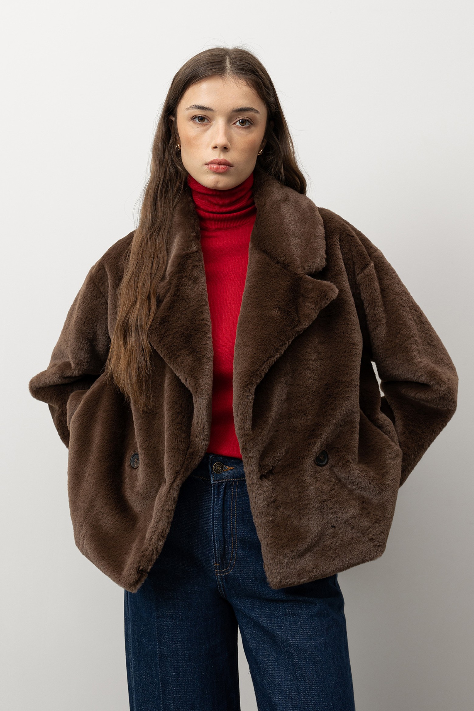 Brown Relaxed Short Coat