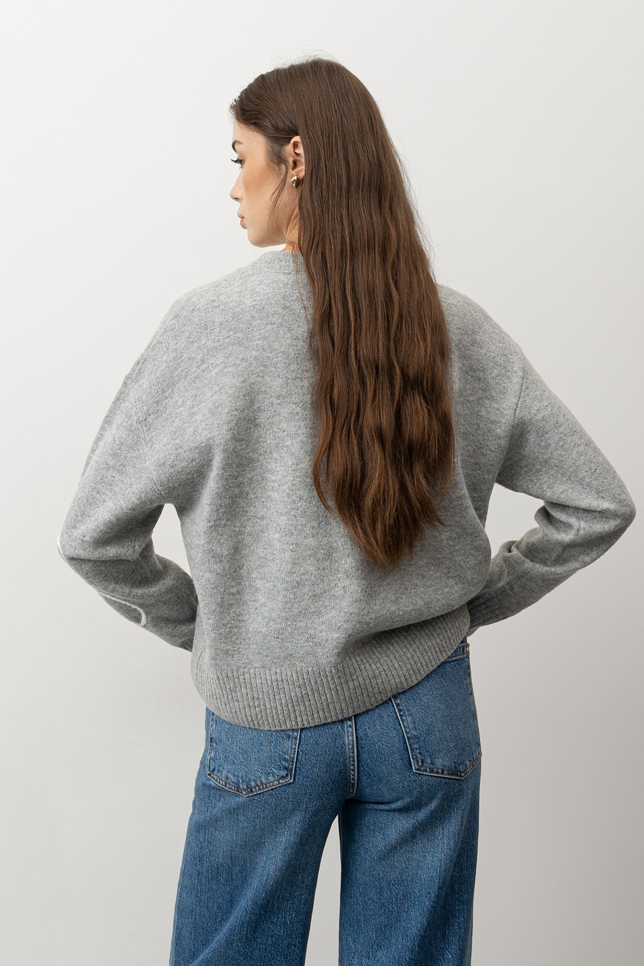 Camisola Tricotada Cinza Relaxed