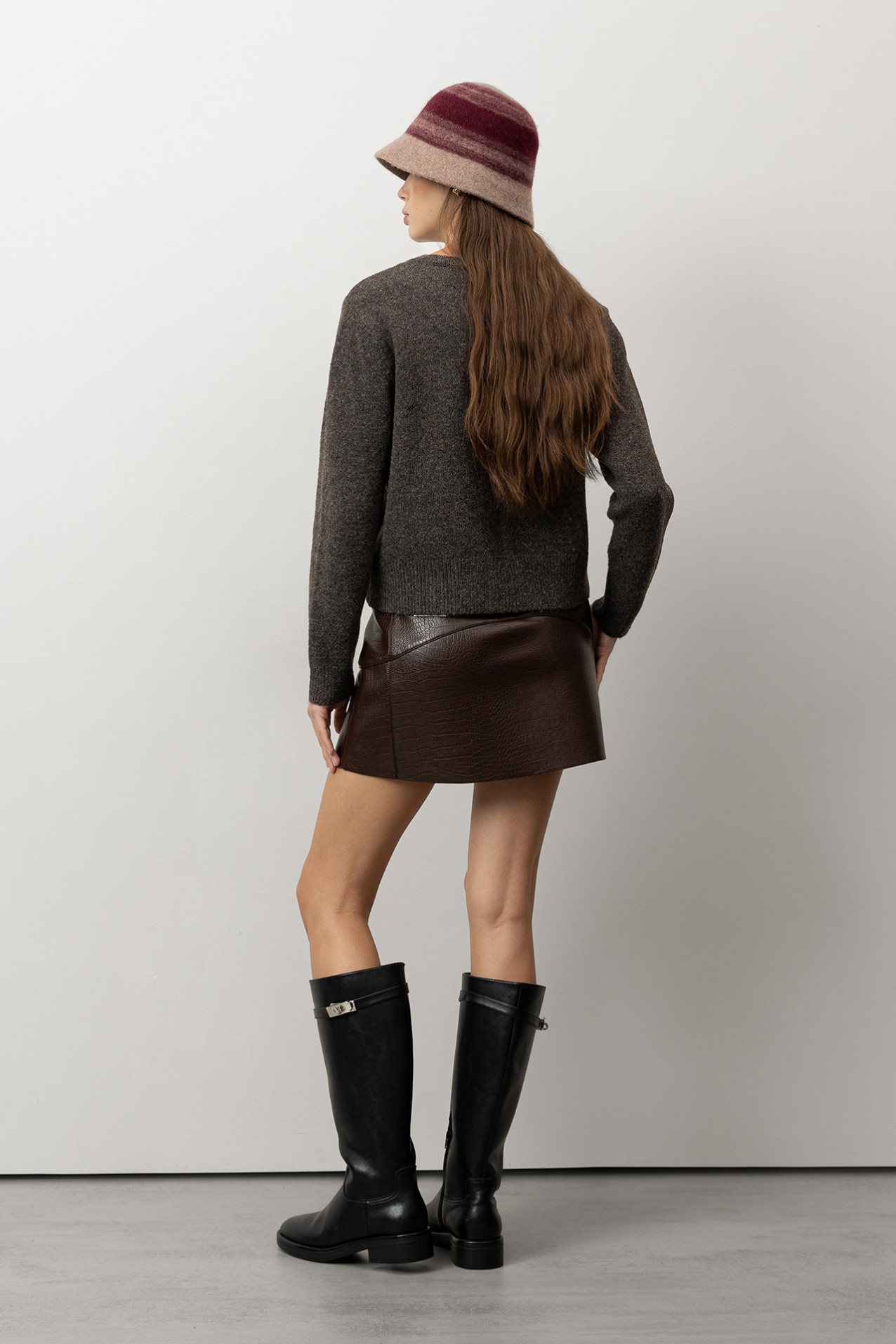 Brown Crocodile Texture Skirt