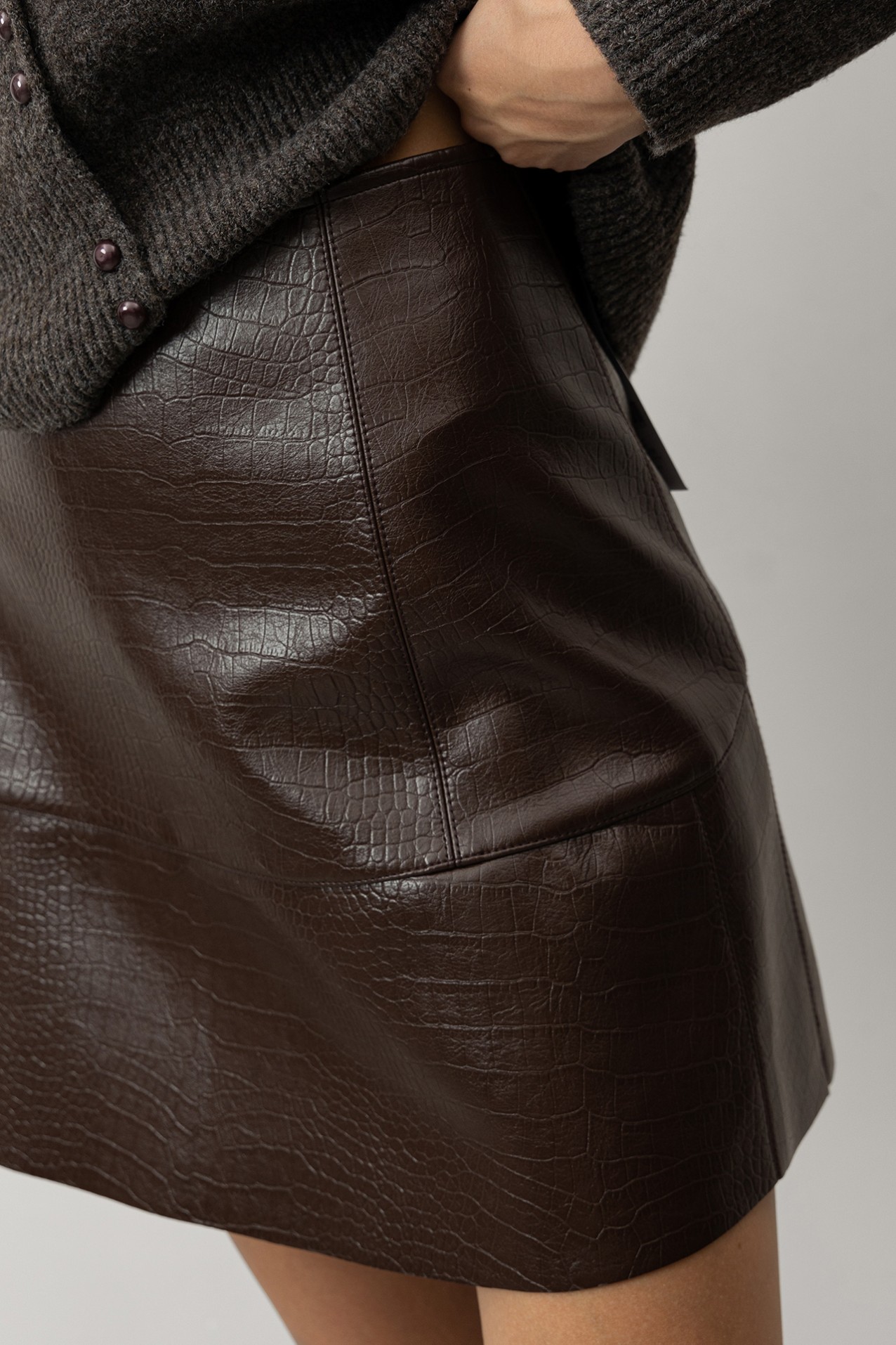 Brown Crocodile Texture Skirt