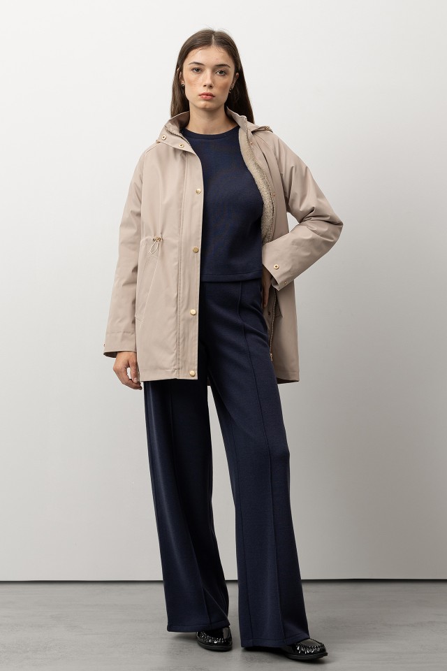 Beige Long Hooded Coat Beige Long Hooded Coat
