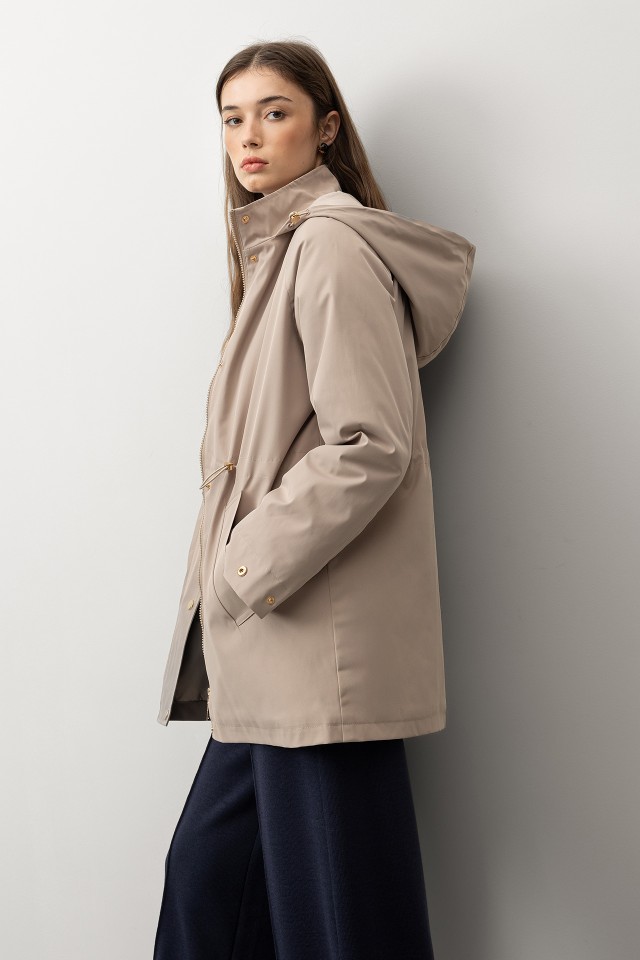 Beige Long Hooded Coat Beige Long Hooded Coat